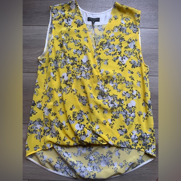 Rag and Bone Yellow Floral Silk Blouse - Picture 1 of 4